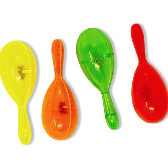 Vintage Neon Plastic Maracas 7" Clear Party Toy 2005 Y2K Vibes NWOT - Picture 3 of 7